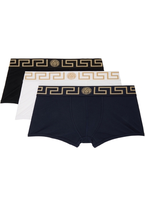 Versace Underwear Three-Pack Multicolor Greca Border Boxers
