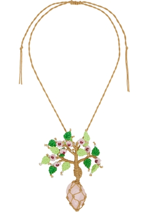 Chopova Lowena SSENSE Exclusive Beige & Green Rose Necklace