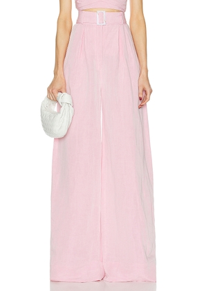 MATTHEW BRUCH Wide Leg Pleated Pant in Pink - Pink. Size 1 (also in 2, 3).