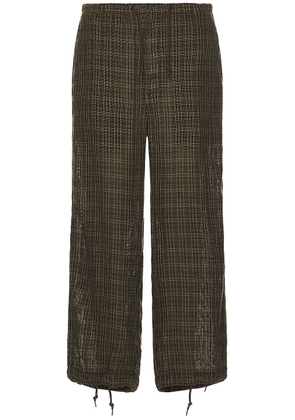 Beams Plus Mil Easy Pants Linen Mesh Plaid in Olive - Green. Size S (also in ).