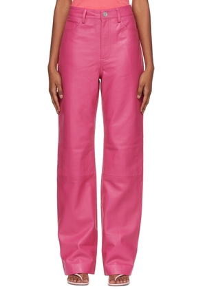 REMAIN Birger Christensen Pink Lynn Leather Pants