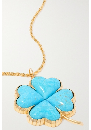 Retrouvaí - Grandfather Clover 14-karat Gold Turquoise Necklace - Blue - One size