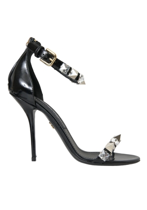 Dolce & Gabbana Black Crystals Sandals Ankle Strap Shoes - EU38/US7.5