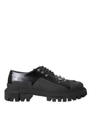 Dolce & Gabbana Black Leather Studded Trekking Sneakers Shoes - EU44/US11