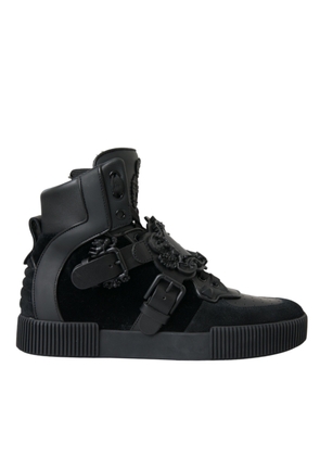 Dolce & Gabbana Black Logo Leather Miami High Top Sneakers Shoes - EU41.5/US8.5