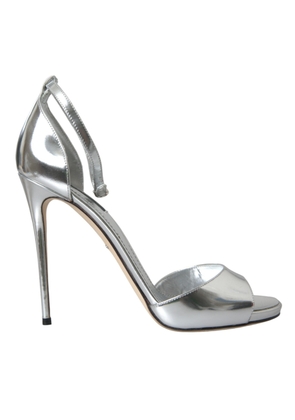 Dolce & Gabbana Silver KEIRA Leather Heels Sandals Shoes - EU40/US9.5