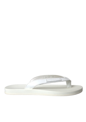Dolce & Gabbana White Calfskin Leather Slip On Flip Flop Shoes - EU41/US8