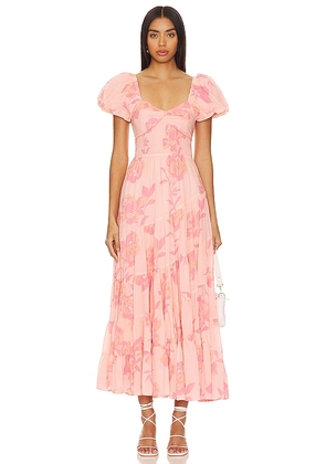 Free People Short Sleeve Sundrenched Maxi Dress In Pinky Combo in Pink. Size S, XS.