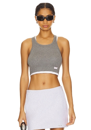 Alexander Wang Cropped Classic Racer Tank in Grey. Size L.