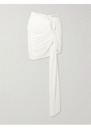 Christopher Esber - Arced Palm Embellished Crepe Mini Skirt - White - UK 4,UK 6,UK 8,UK 10,UK 12,UK 14