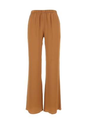 Antonelli Brown Loose Pants With Elastic Waistband In Silk Blend Woman
