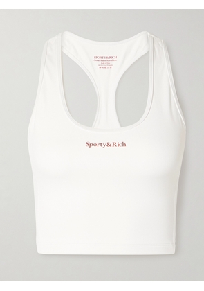 Sporty & Rich - Cropped Printed Stretch-jersey Tank - White - x small,small,medium,large,x large