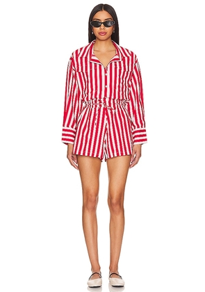 FAITHFULL THE BRAND Isole Playsuit in Red. Size XS.