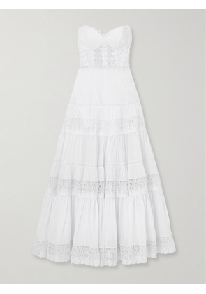 Charo Ruiz - Monnet Strapless Guipure Lace-trimmed Cotton-blend Voile Maxi Dress - White - x small,small,medium,large,x large