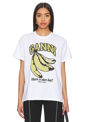 Ganni Banana Relaxed T-shirt in White. Size XXS.