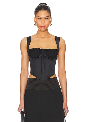GUIZIO Ruched Cup Bustier Top in Black. Size M, S, XXS.