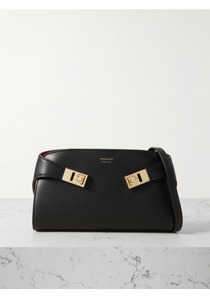 Ferragamo - Hug Embellished Textured-leather Shoulder Bag - Black - One size