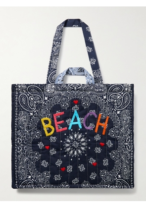CALL IT BY YOUR NAME - Maxi Cabas Embroidered Reversible Paisley-print Quilted Cotton Tote - Blue - One size