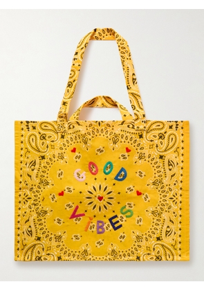 CALL IT BY YOUR NAME - Maxi Cabas Embroidered Reversible Paisley-print Cotton Tote - Yellow - One size