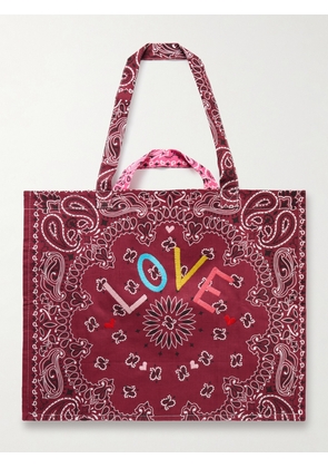 CALL IT BY YOUR NAME - Maxi Cabas Embroidered Reversible Paisley-print Cotton-poplin Tote - Pink - One size
