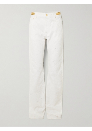 Rabanne - Embellished Cotton-bouclé High-rise Straight-leg Jeans - Unknown - 25,26,27,29,28