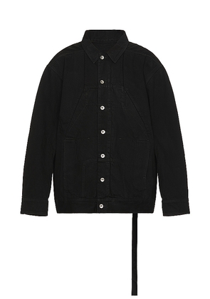 DRKSHDW by Rick Owens Sphinx Jumbo Worker Jacket in Black. Size M, XL/1X.