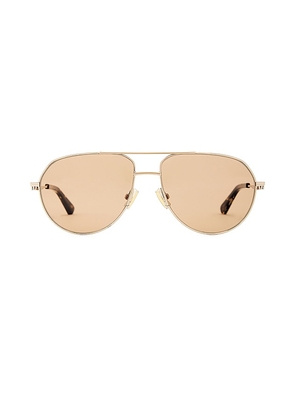 Bottega Veneta Pilot Sunglasses in Rose Gold.