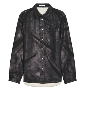 Helmut Lang Shirt Jacket in Black. Size XL/1X.