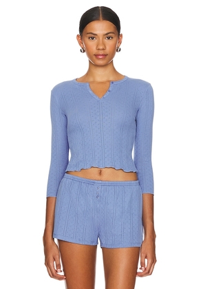 Cou Cou Intimates The Baby Henley Top in Blue. Size M, S, XL, XS.
