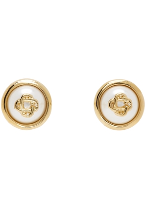 Casablanca Gold Pearl Logo Stud Earrings