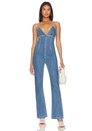 MORE TO COME Chiara Tie Back Jumpsuit in Blue. Size M.