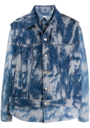 AMBUSH bleached-effect layered denim jacket - Blue