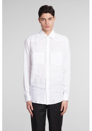 Low Brand Shirt S141 Shirt In White Linen