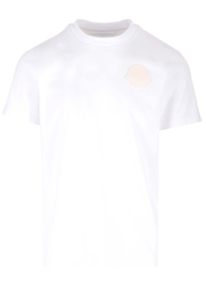 Moncler White T-Shirt With Logo Patch