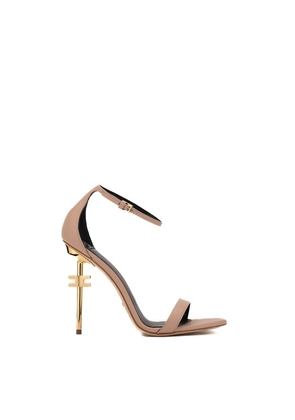 Elisabetta Franchi Womens Sandals In Leather And Logo Heel