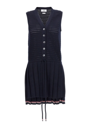 Thom Browne Openwork Dress With Pleated Skirt