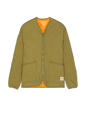 Malbon Golf Weston Quilted Reversible Liner Jacket in Olive. Size S.
