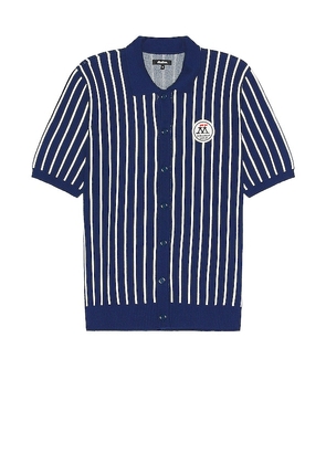 Malbon Golf Parlay Striped Knit Shirt in Navy. Size XL/1X.