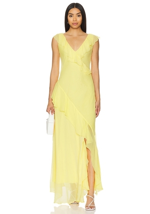 Polo Ralph Lauren Ruffle Gown in Yellow. Size 4, 6.