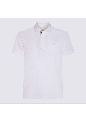 Burberry White And Archive Beige Cotton Polo Shirt