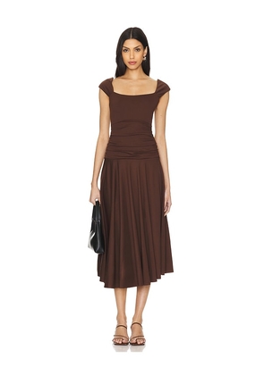 LPA Kyra Midi Dress in Chocolate. Size M, S, XS, XXS.