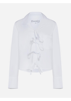 J.w. Anderson Bow-Tie Cotton Cropped Shirt
