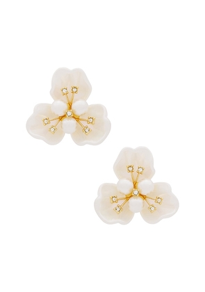 Lele Sadoughi Blossom Button Earring in White.