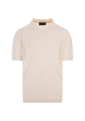 Hugo Boss White Polo Style Sweater With Open Collar