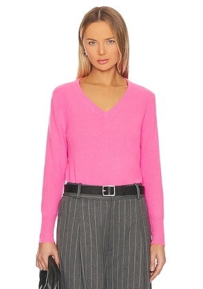 White + Warren Cashmere Vneck Sweater in Pink. Size L, XS.