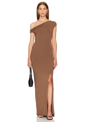 Rue Sophie Arlette Twist Dress in Brown. Size S, XS.