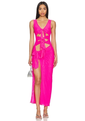 superdown Nelly Sheer Maxi Dress in Pink. Size XXS.