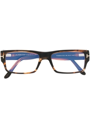 TOM FORD Eyewear tortoiseshell-effect rectangle-frame glasses - Brown
