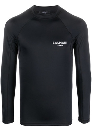 Balmain logo-print long-sleeve T-shirt - Black