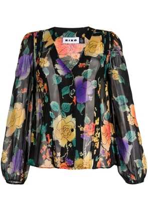 Rixo semi-sheer floral-print blouse - Black